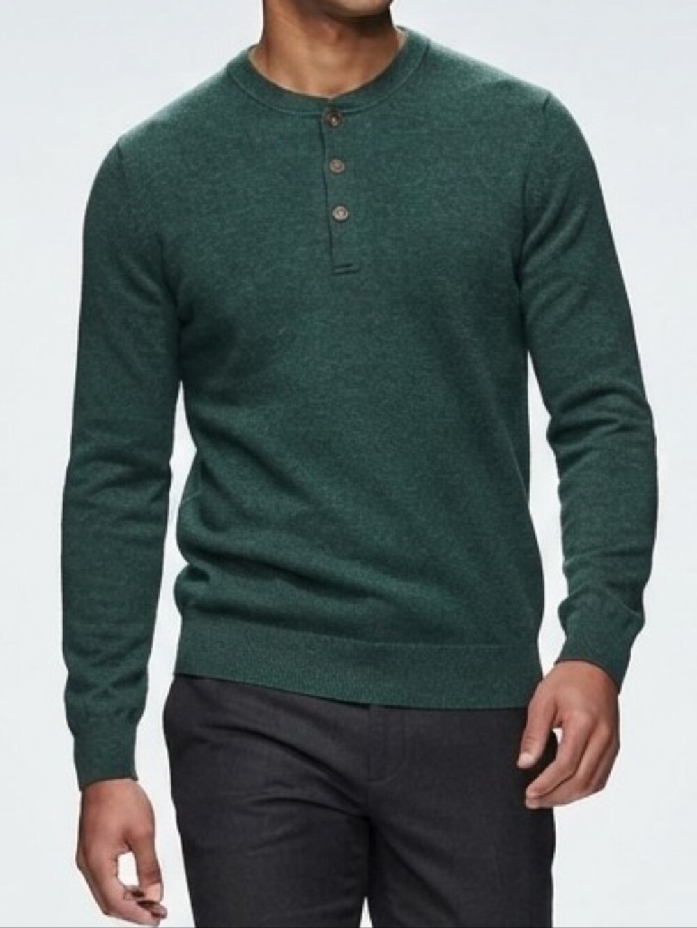 UNTUCKit Travis Green 100% Merino Wool Henley Sweater Extra Fine XL